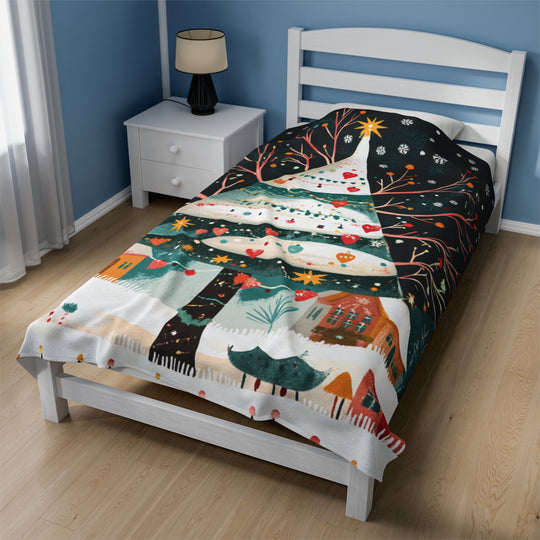 Giant Christmas Tree Fleece Blanket | Cozy Holiday Throw with Village Scene – Perfect for Christmas Décor, Gifts & Winter Comfort - captivatingconversationsstarters
