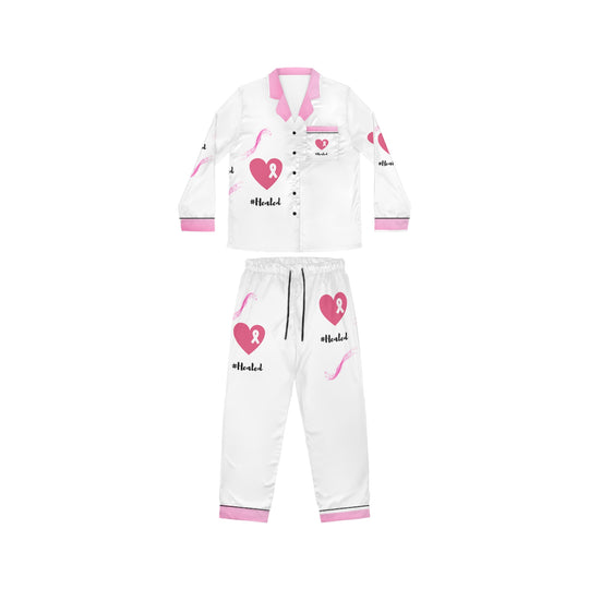 Healed in Comfort: Women's Breast Cancer Awareness Satin Pajamas – Soft, Stylish & Customizable Sleepwea - captivatingconversationsstarters