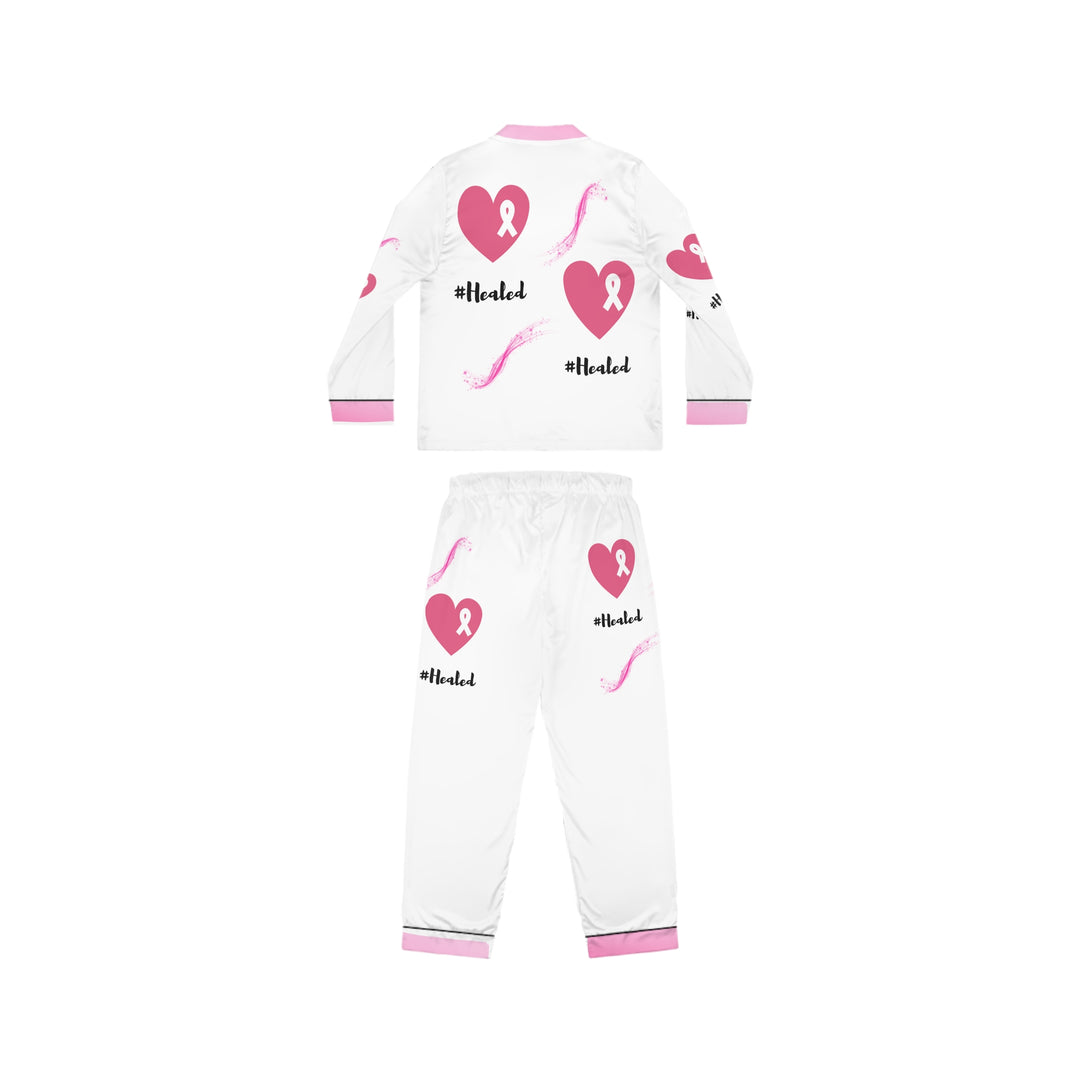 Healed in Comfort: Women's Breast Cancer Awareness Satin Pajamas – Soft, Stylish & Customizable Sleepwea - captivatingconversationsstarters