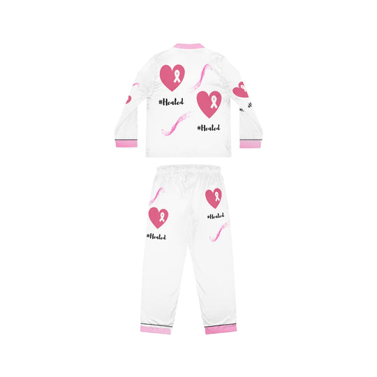 Healed in Comfort: Women's Breast Cancer Awareness Satin Pajamas – Soft, Stylish & Customizable Sleepwea - captivatingconversationsstarters