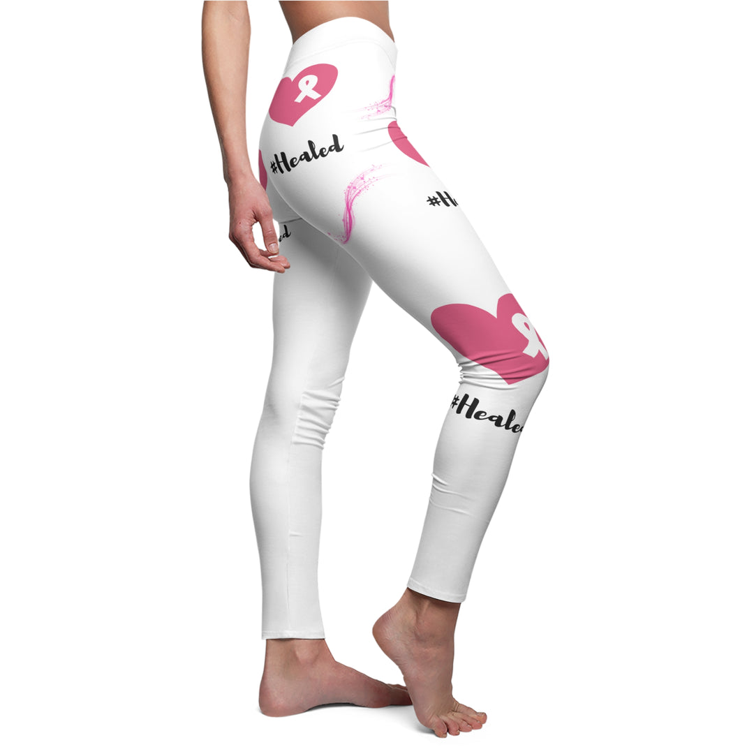 Healed with Pink Hearts Skinny Fit Leggings - Vibrant, Soft & Stylish Comfort for Every Occasion - captivatingconversationsstarters