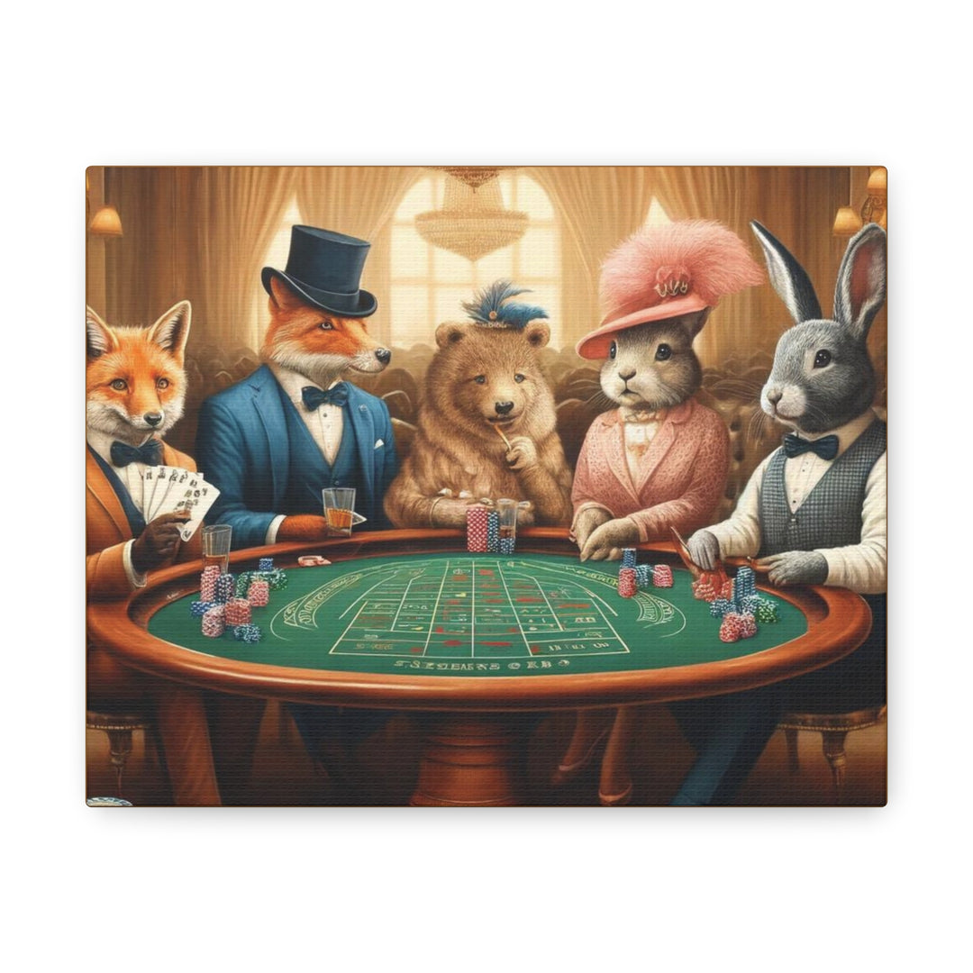 Dapper Forest Friends Poker Night Canvas Art – Quirky, Whimsical Animal Decor - captivatingconversationsstarters