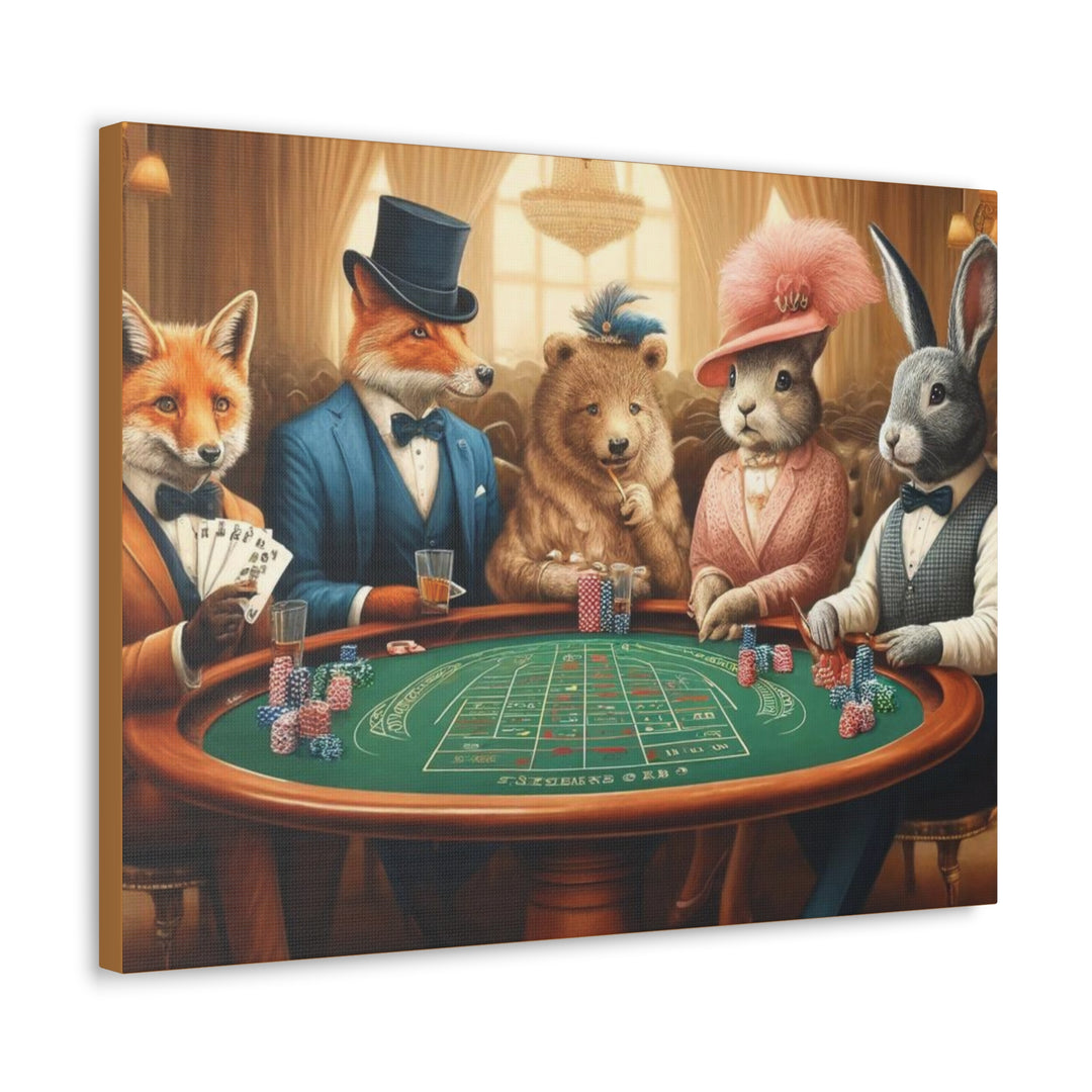 Dapper Forest Friends Poker Night Canvas Art – Quirky, Whimsical Animal Decor - captivatingconversationsstarters