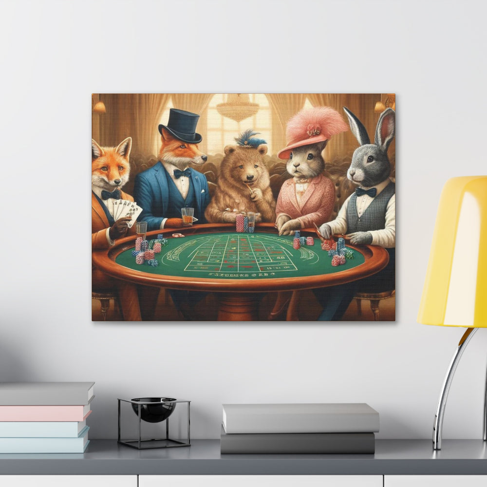 Dapper Forest Friends Poker Night Canvas Art – Quirky, Whimsical Animal Decor - captivatingconversationsstarters
