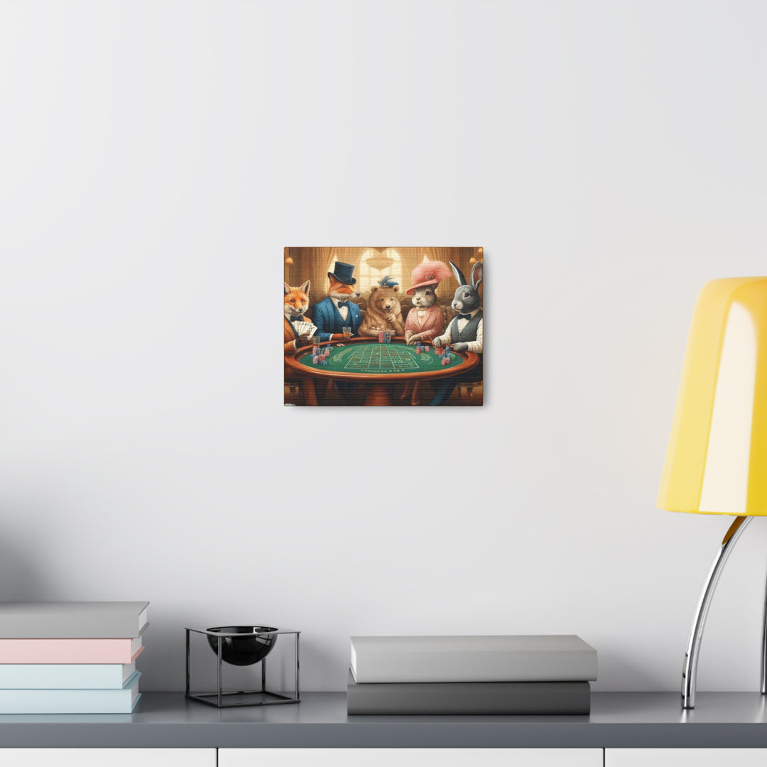 Dapper Forest Friends Poker Night Canvas Art – Quirky, Whimsical Animal Decor - captivatingconversationsstarters