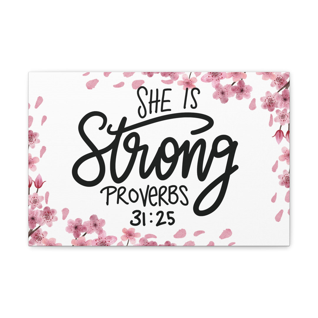 Empowered Woman Canvas Art - Celebrate Strength & Femininity with Proverbs 31:25 - captivatingconversationsstarters