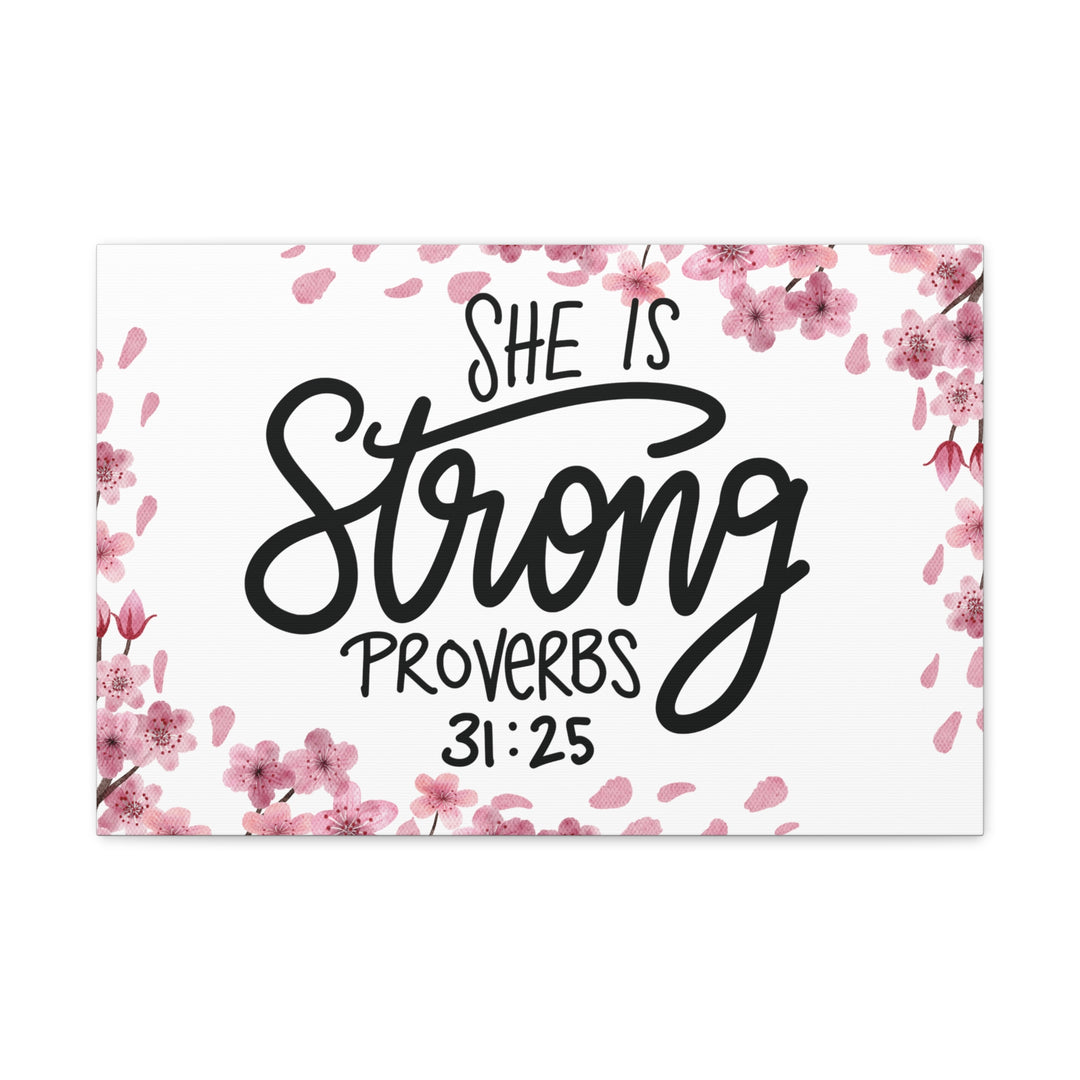 Empowered Woman Canvas Art - Celebrate Strength & Femininity with Proverbs 31:25 - captivatingconversationsstarters