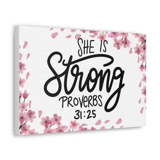 Empowered Woman Canvas Art - Celebrate Strength & Femininity with Proverbs 31:25 - captivatingconversationsstarters