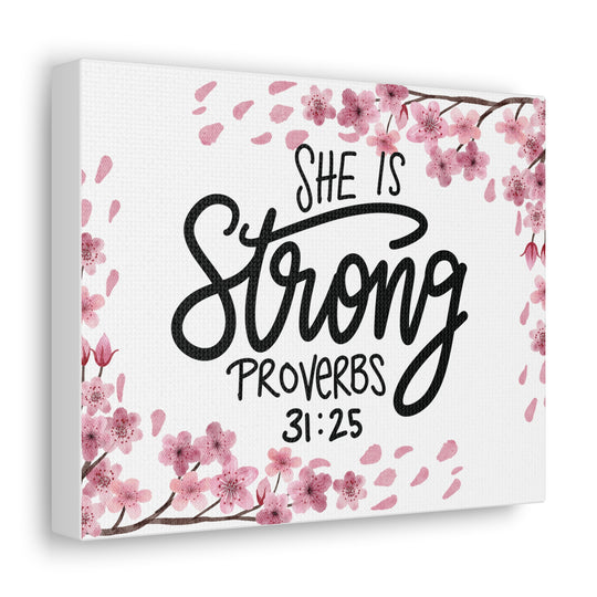 Empowered Woman Canvas Art - Celebrate Strength & Femininity with Proverbs 31:25 - captivatingconversationsstarters