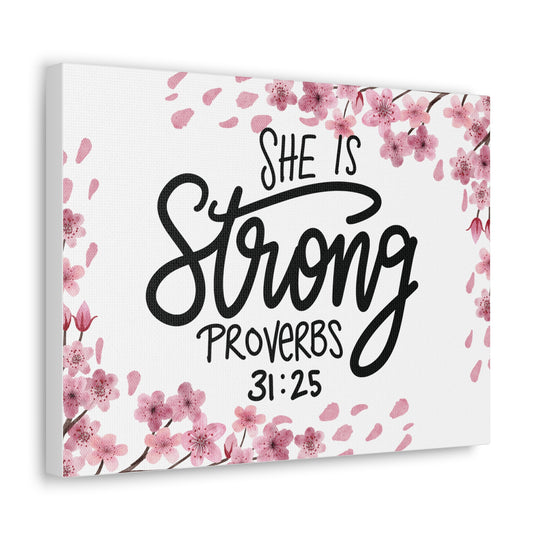Empowered Woman Canvas Art - Celebrate Strength & Femininity with Proverbs 31:25 - captivatingconversationsstarters