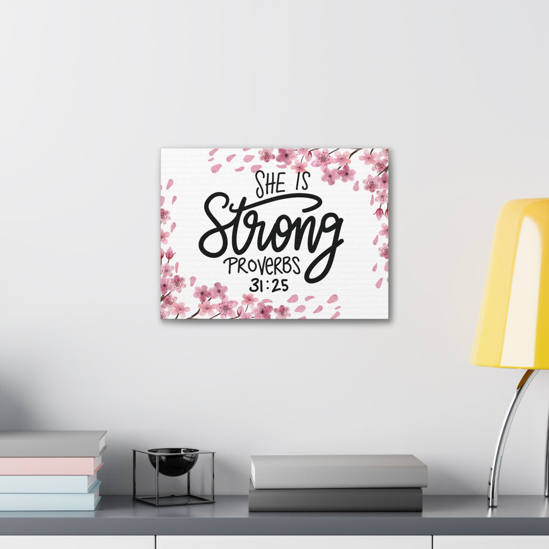 Empowered Woman Canvas Art - Celebrate Strength & Femininity with Proverbs 31:25 - captivatingconversationsstarters