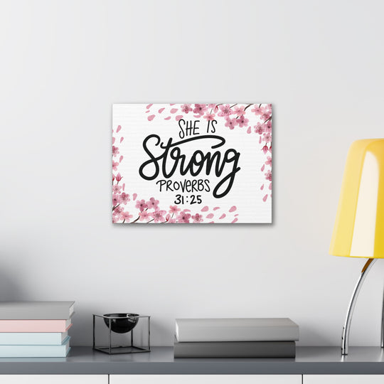Empowered Woman Canvas Art - Celebrate Strength & Femininity with Proverbs 31:25 - captivatingconversationsstarters