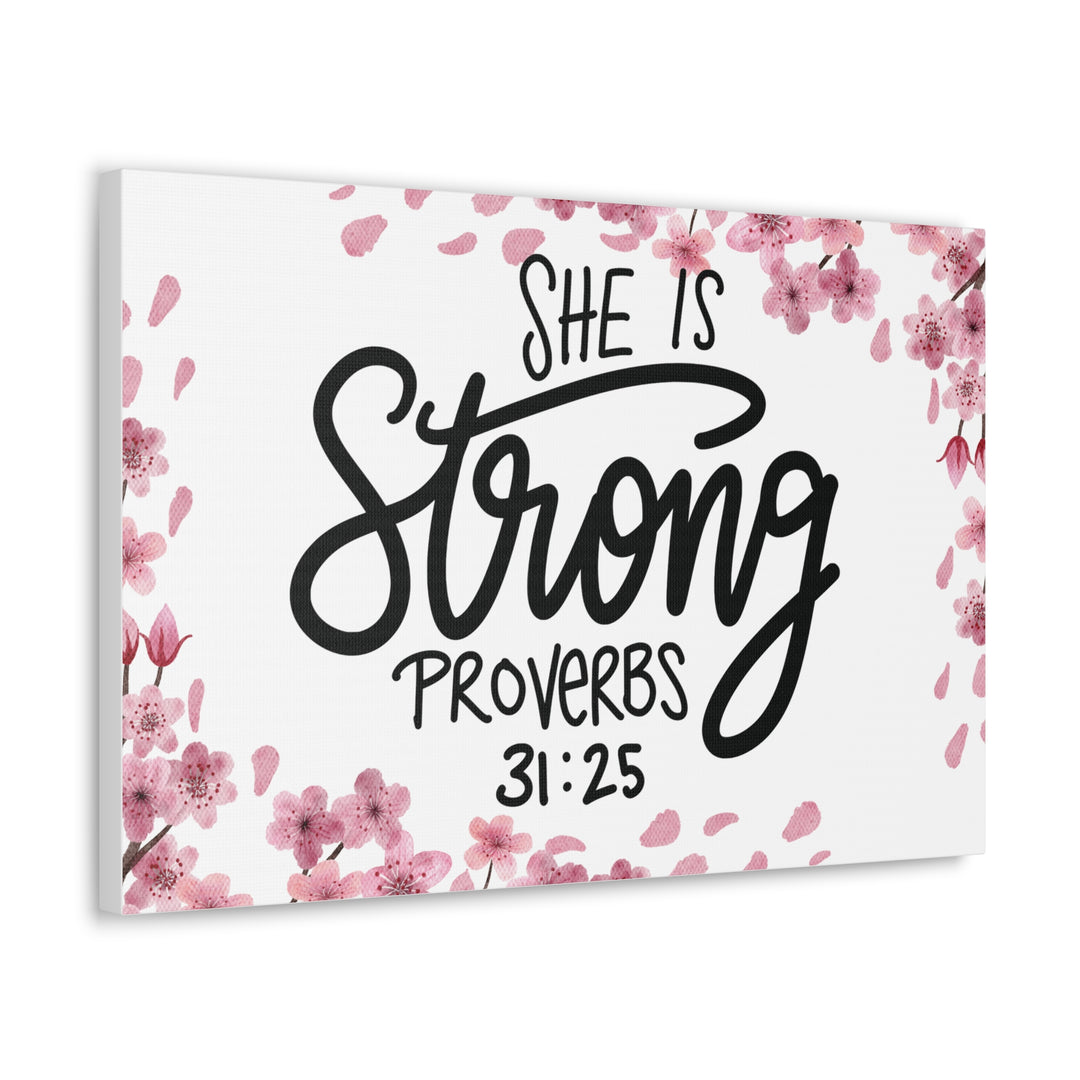 Empowered Woman Canvas Art - Celebrate Strength & Femininity with Proverbs 31:25 - captivatingconversationsstarters