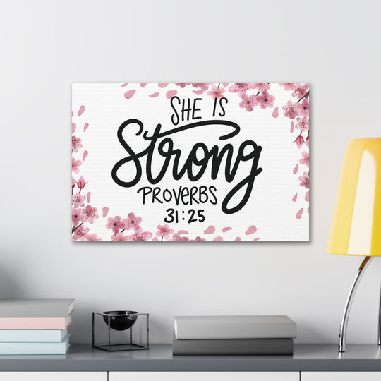 Empowered Woman Canvas Art - Celebrate Strength & Femininity with Proverbs 31:25 - captivatingconversationsstarters