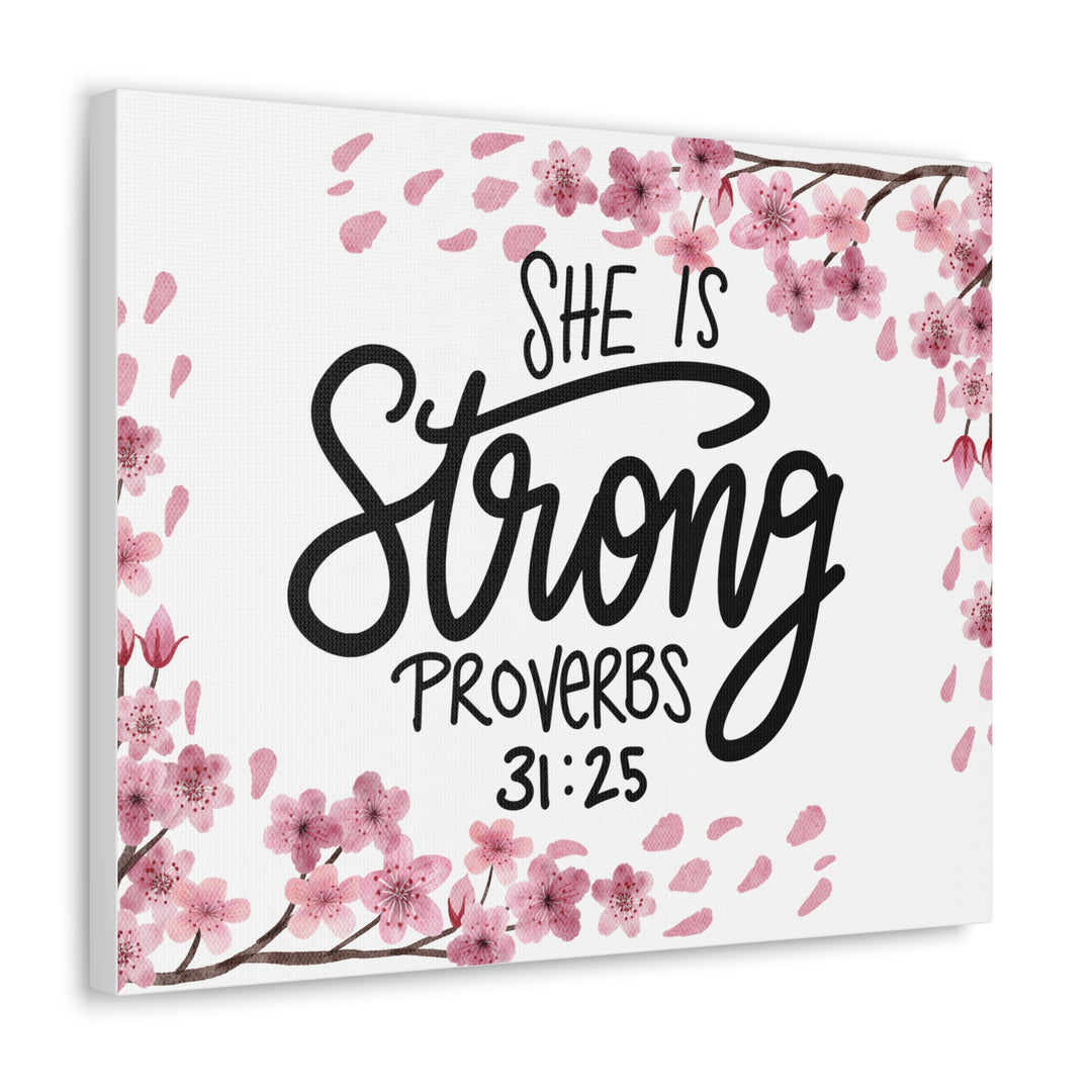 Empowered Woman Canvas Art - Celebrate Strength & Femininity with Proverbs 31:25 - captivatingconversationsstarters