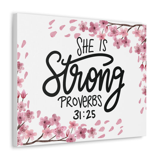 Empowered Woman Canvas Art - Celebrate Strength & Femininity with Proverbs 31:25 - captivatingconversationsstarters