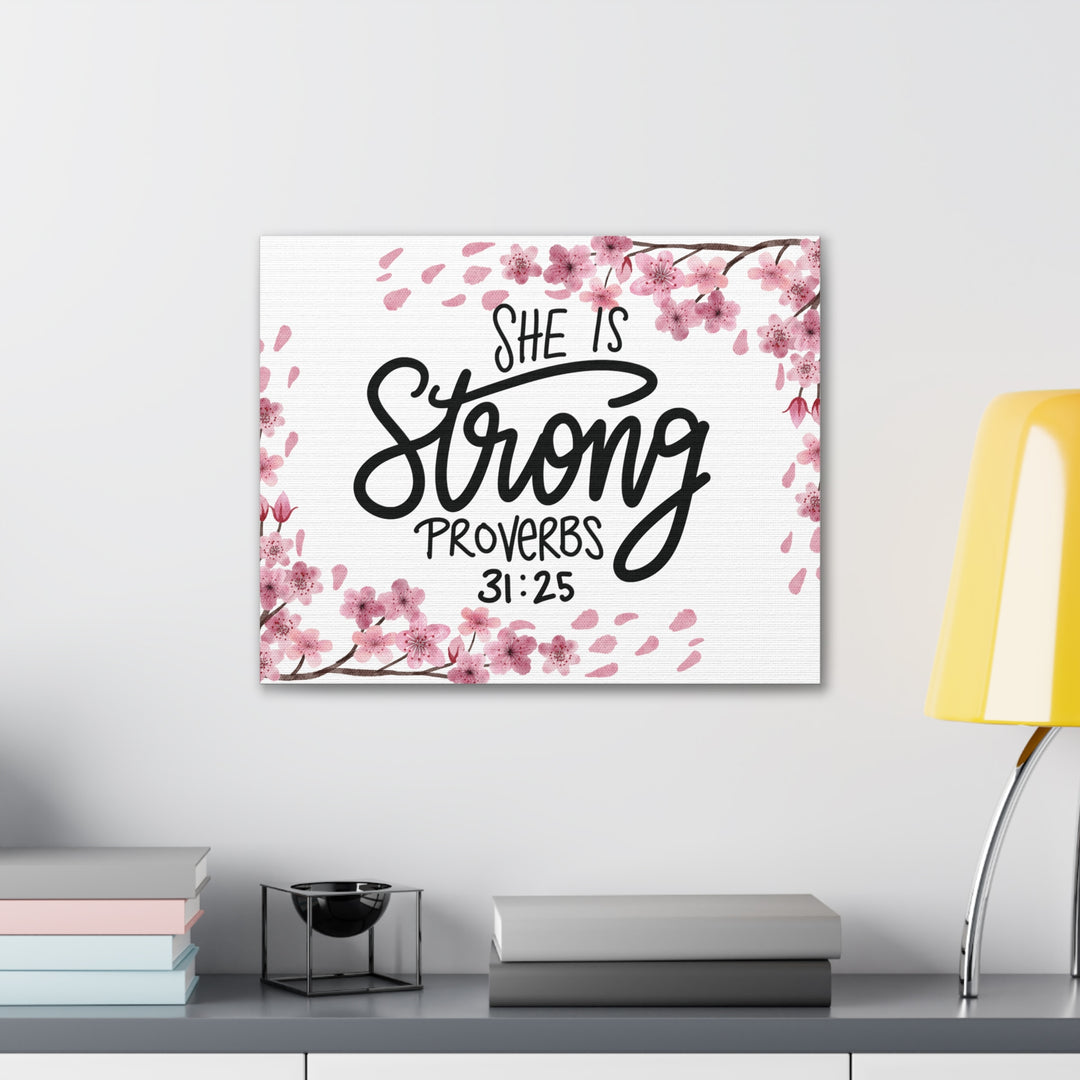 Empowered Woman Canvas Art - Celebrate Strength & Femininity with Proverbs 31:25 - captivatingconversationsstarters