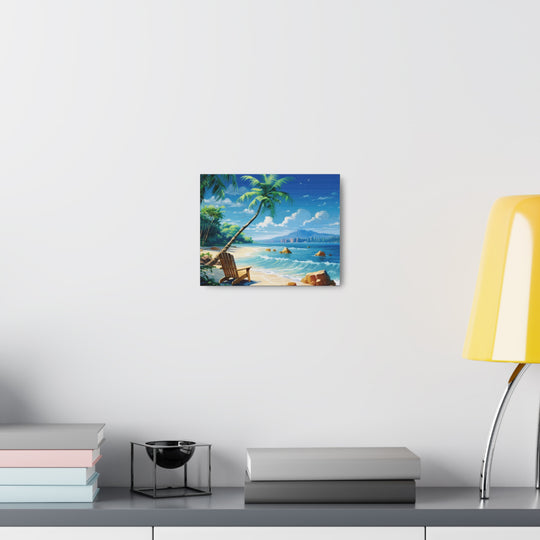 Serenity Shores: Palm Tree & Rocking Chair Canvas Art - Relaxation by the Waves - captivatingconversationsstarters