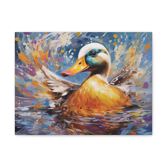 Splash of Joy: Watercolor Duck Canvas Art – Playful Nature-Inspired Wall Décor for Every Space - captivatingconversationsstarters