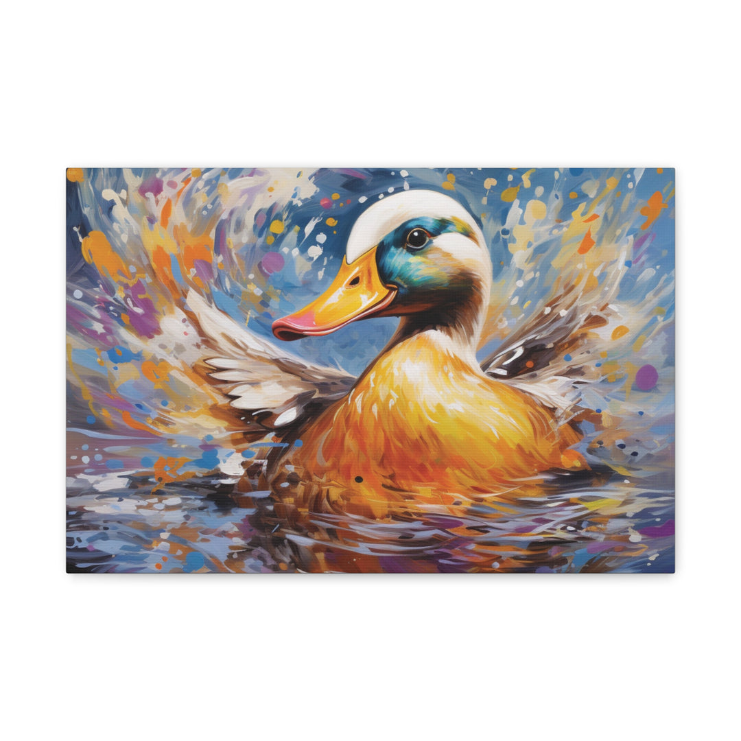 Splash of Joy: Watercolor Duck Canvas Art – Playful Nature-Inspired Wall Décor for Every Space - captivatingconversationsstarters