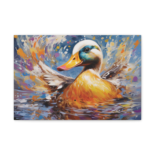 Splash of Joy: Watercolor Duck Canvas Art – Playful Nature-Inspired Wall Décor for Every Space - captivatingconversationsstarters