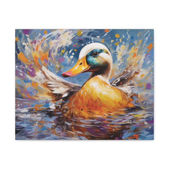 Splash of Joy: Watercolor Duck Canvas Art – Playful Nature-Inspired Wall Décor for Every Space - captivatingconversationsstarters