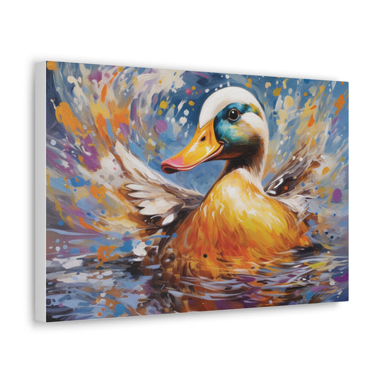 Splash of Joy: Watercolor Duck Canvas Art – Playful Nature-Inspired Wall Décor for Every Space - captivatingconversationsstarters