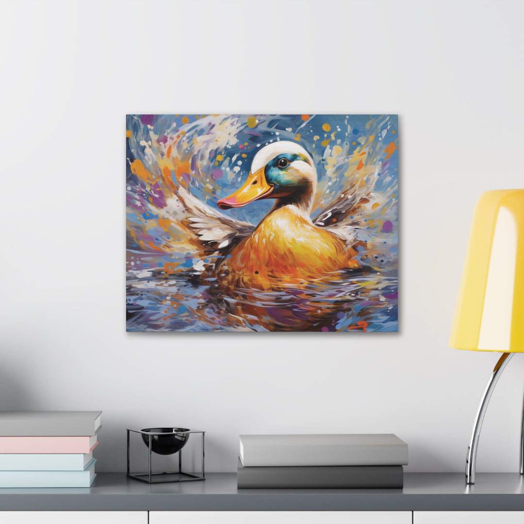 Splash of Joy: Watercolor Duck Canvas Art – Playful Nature-Inspired Wall Décor for Every Space - captivatingconversationsstarters