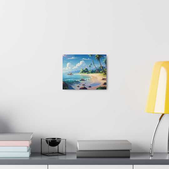 Tranquil Shores: Serene Sandy Beach Canvas Art - Escape to Paradise - captivatingconversationsstarters