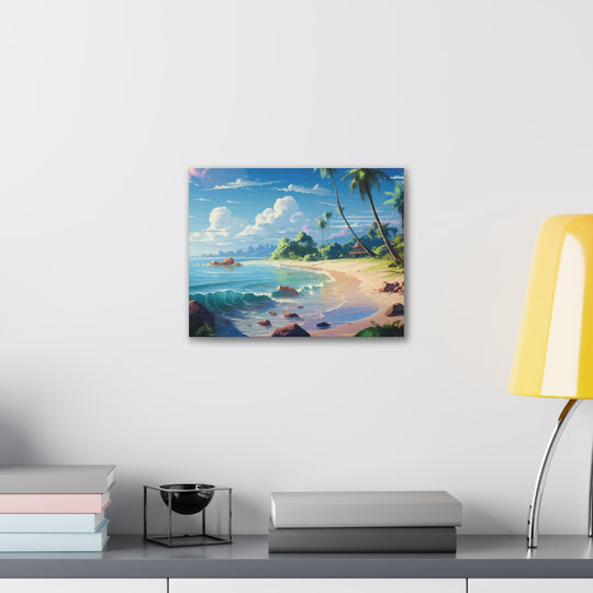 Tranquil Shores: Serene Sandy Beach Canvas Art - Escape to Paradise - captivatingconversationsstarters