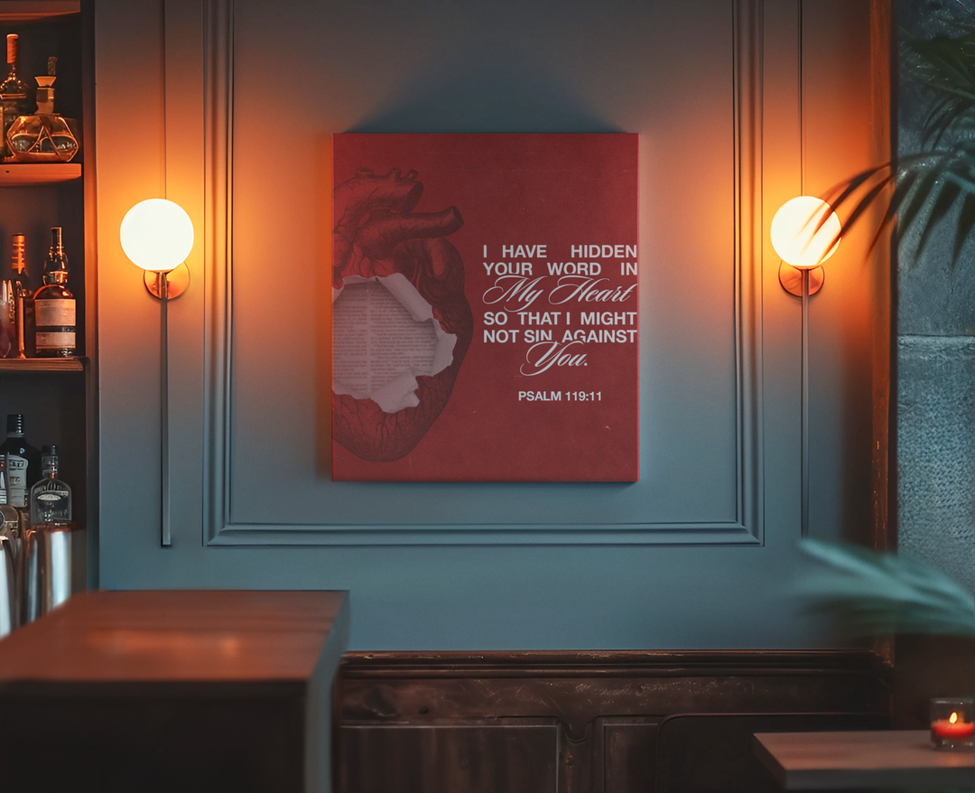 Psalms 119:11 Canvas Art – Heart with Bible Verse | Inspirational Christian Wall Decor - captivatingconversationsstarters