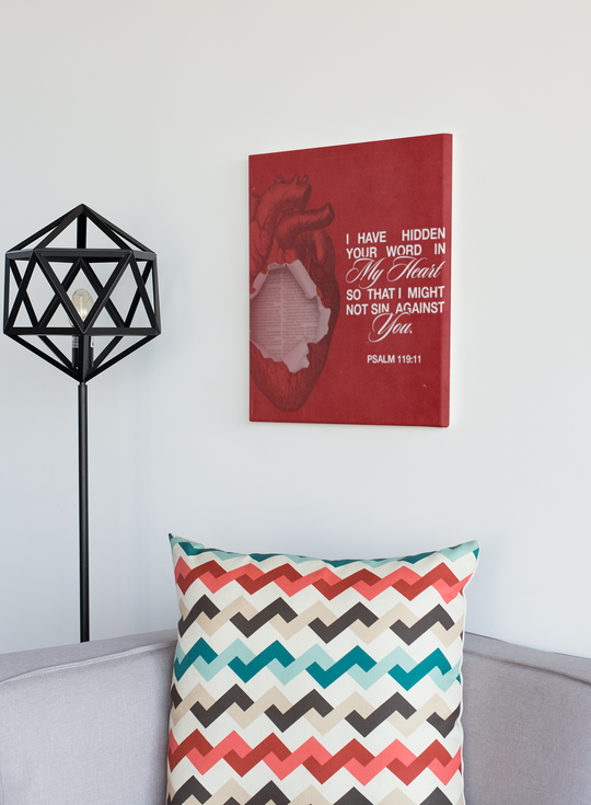 Psalms 119:11 Canvas Art – Heart with Bible Verse | Inspirational Christian Wall Decor - captivatingconversationsstarters