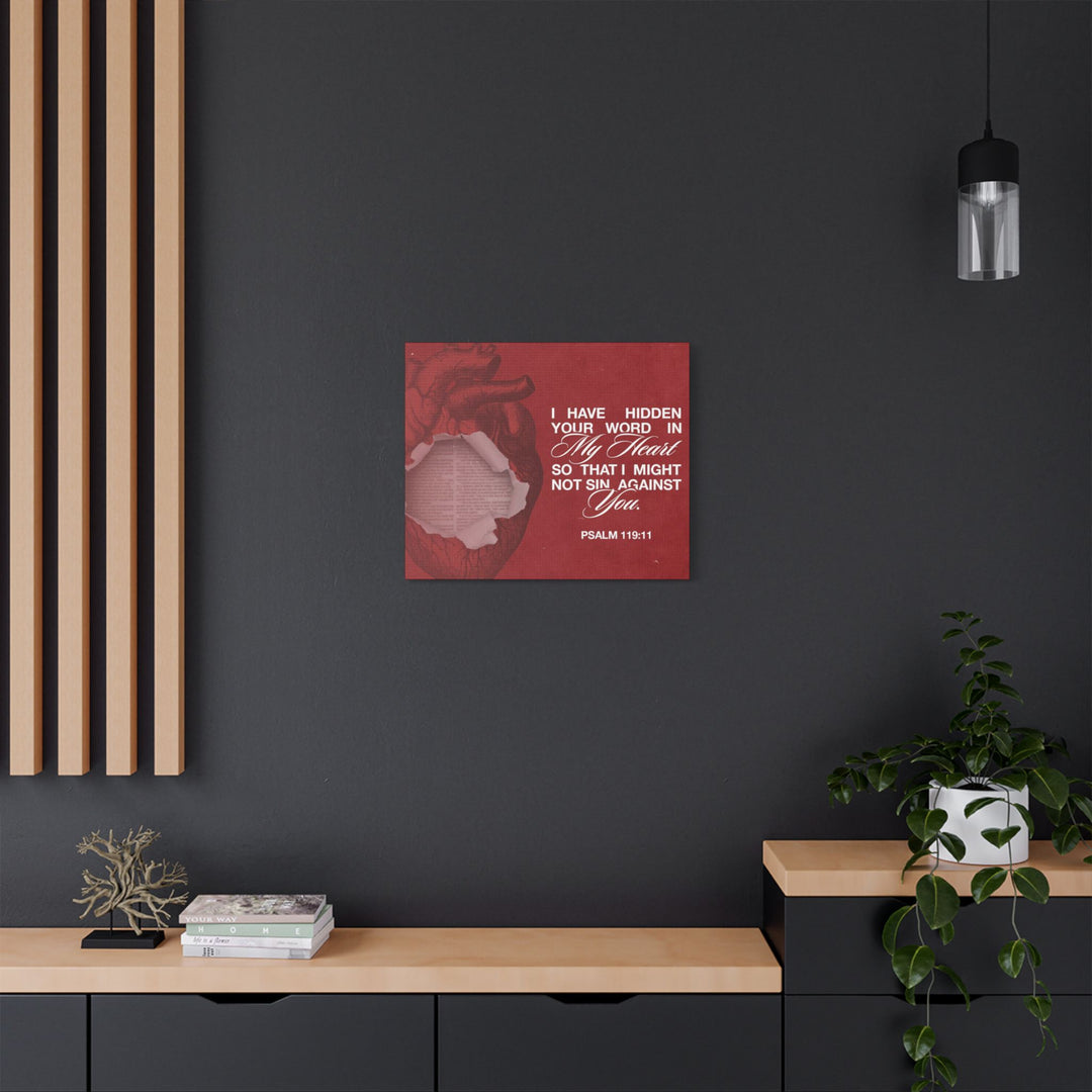 Psalms 119:11 Canvas Art – Heart with Bible Verse | Inspirational Christian Wall Decor - captivatingconversationsstarters