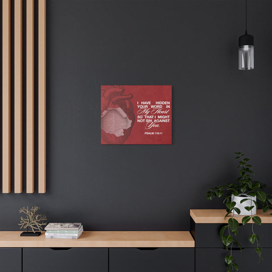 Psalms 119:11 Canvas Art – Heart with Bible Verse | Inspirational Christian Wall Decor - captivatingconversationsstarters