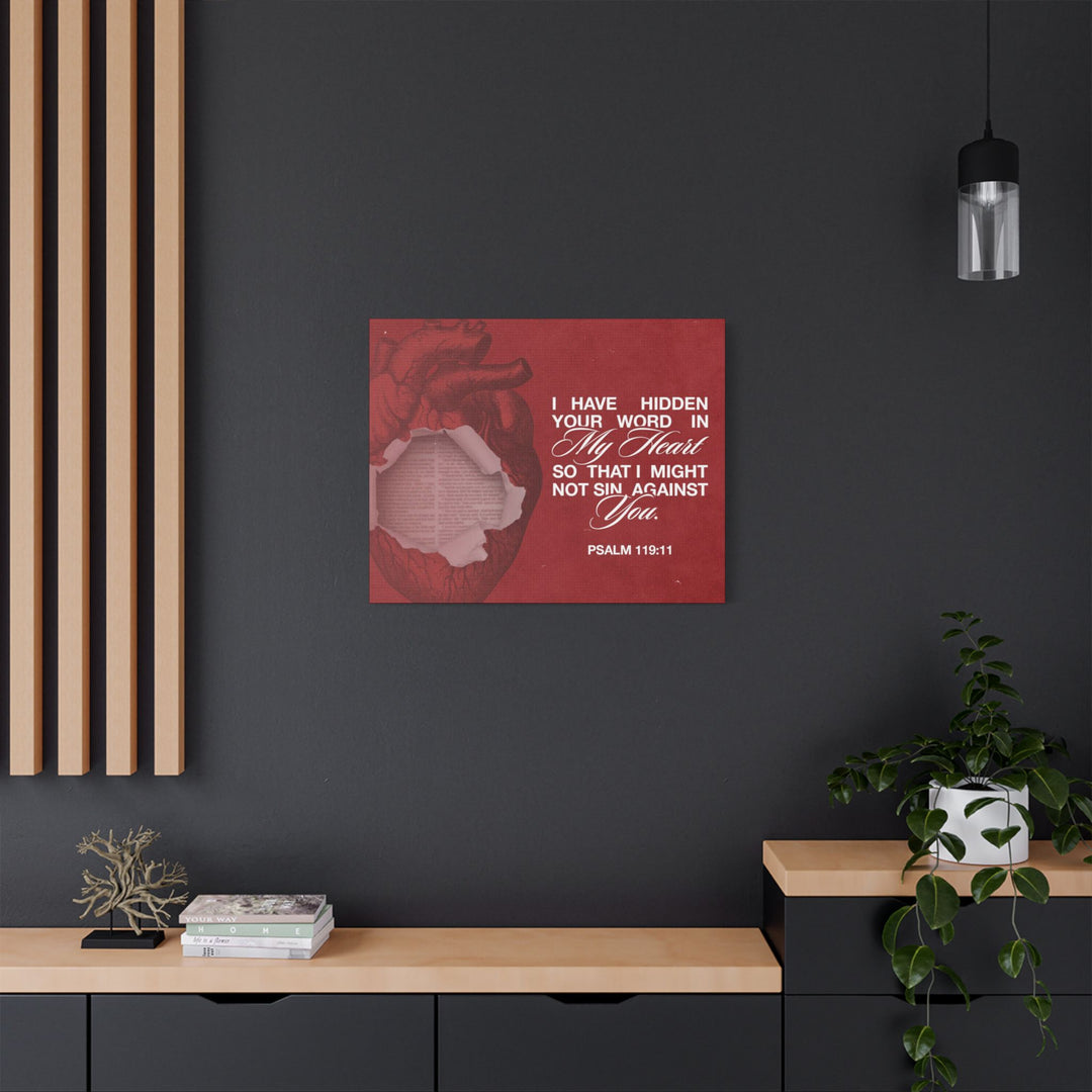Psalms 119:11 Canvas Art – Heart with Bible Verse | Inspirational Christian Wall Decor - captivatingconversationsstarters