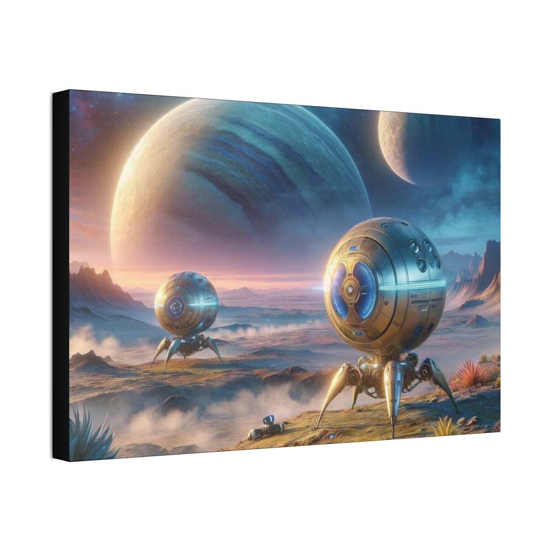 Futuristic Sci-Fi Canvas Art – Space Ships Landing in Alien Landscape – Galactic Home Décor - captivatingconversationsstarters