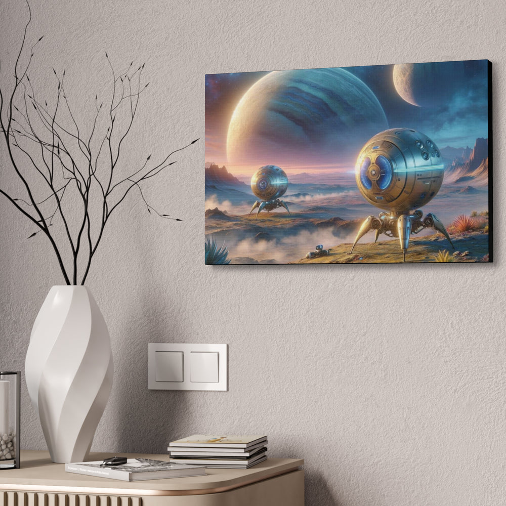 Futuristic Sci-Fi Canvas Art – Space Ships Landing in Alien Landscape – Galactic Home Décor - captivatingconversationsstarters