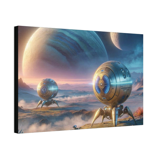 Futuristic Sci-Fi Canvas Art – Space Ships Landing in Alien Landscape – Galactic Home Décor - captivatingconversationsstarters