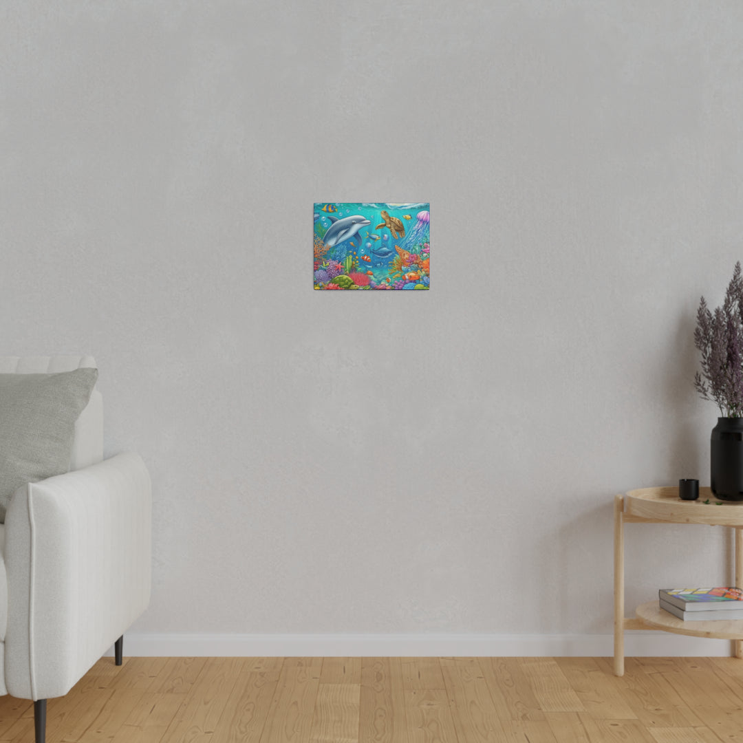 Ocean Harmony Wall Art Canvas: Dolphins, Turtles & Fish - Serene Underwater Escape - captivatingconversationsstarters