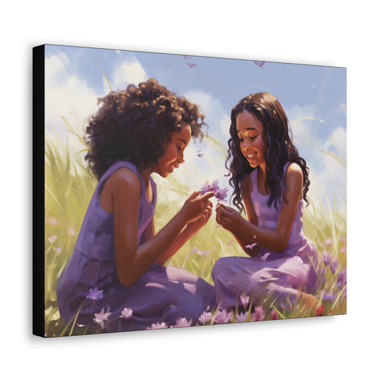 Sisterly Bond' Art Canvas - Celebrate African American Sisterhood with Elegance and Grace - captivatingconversationsstarters