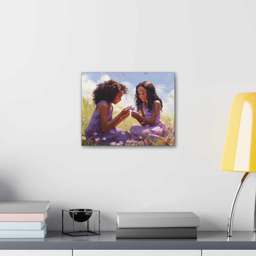 Sisterly Bond' Art Canvas - Celebrate African American Sisterhood with Elegance and Grace - captivatingconversationsstarters