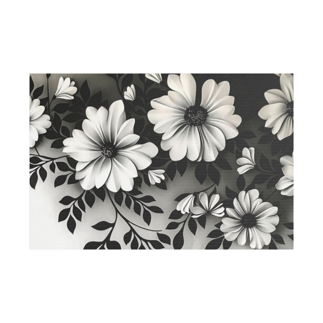 Elegant White Flower Canvas Art – Dark Light Contrast with Ombre Black Background – Modern Home Décor for Living Room & Bedroom - captivatingconversationsstarters