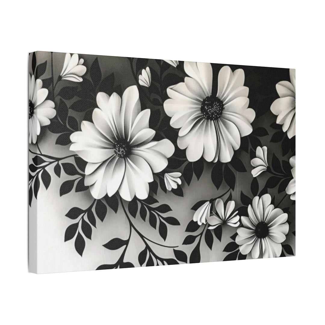 Elegant White Flower Canvas Art – Dark Light Contrast with Ombre Black Background – Modern Home Décor for Living Room & Bedroom - captivatingconversationsstarters