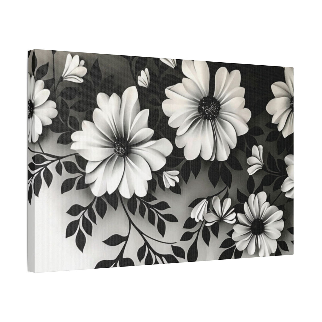 Elegant White Flower Canvas Art – Dark Light Contrast with Ombre Black Background – Modern Home Décor for Living Room & Bedroom - captivatingconversationsstarters