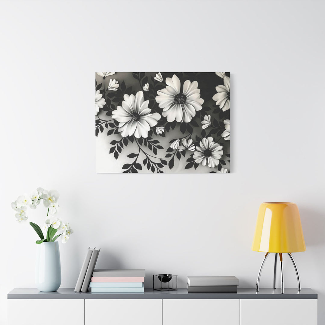 Elegant White Flower Canvas Art – Dark Light Contrast with Ombre Black Background – Modern Home Décor for Living Room & Bedroom - captivatingconversationsstarters