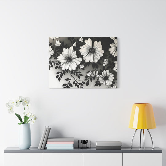 Elegant White Flower Canvas Art – Dark Light Contrast with Ombre Black Background – Modern Home Décor for Living Room & Bedroom - captivatingconversationsstarters