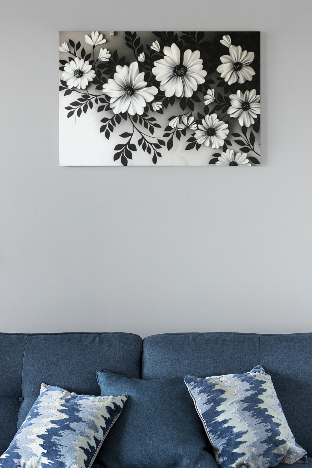 Elegant White Flower Canvas Art – Dark Light Contrast with Ombre Black Background – Modern Home Décor for Living Room & Bedroom - captivatingconversationsstarters