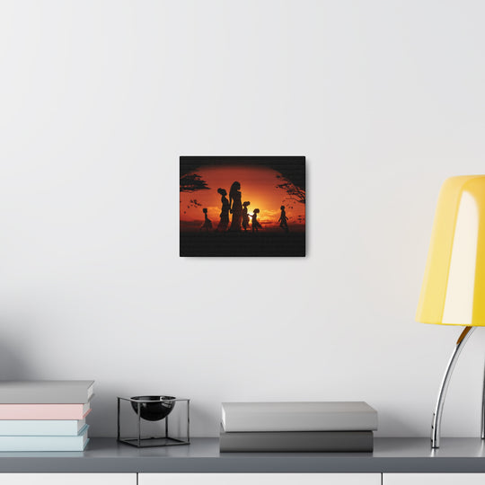 Golden Bonds' African-Themed Canvas - Celebrate Faith, Love, and Family in Every Sunset Moment - captivatingconversationsstarters