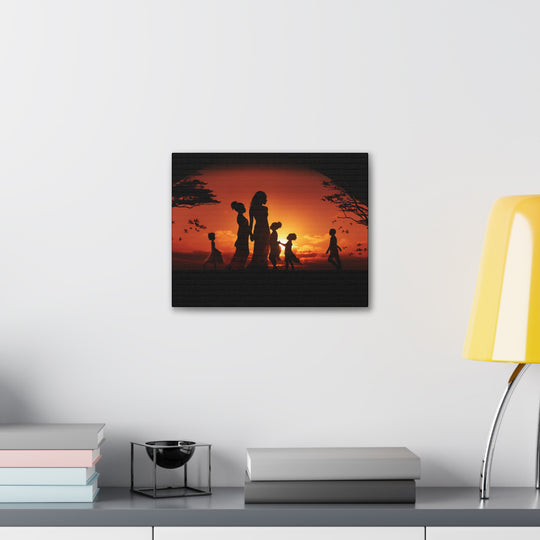 Golden Bonds' African-Themed Canvas - Celebrate Faith, Love, and Family in Every Sunset Moment - captivatingconversationsstarters