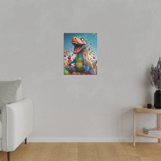 Vibrant Dino Delight: Premium Canvas Wall Art - Roaring Fun for Your Space! - captivatingconversationsstarters